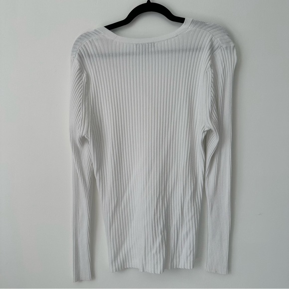 Lord & Taylor White Ribbed Button-Up Cardigan - Picture 4 of 4